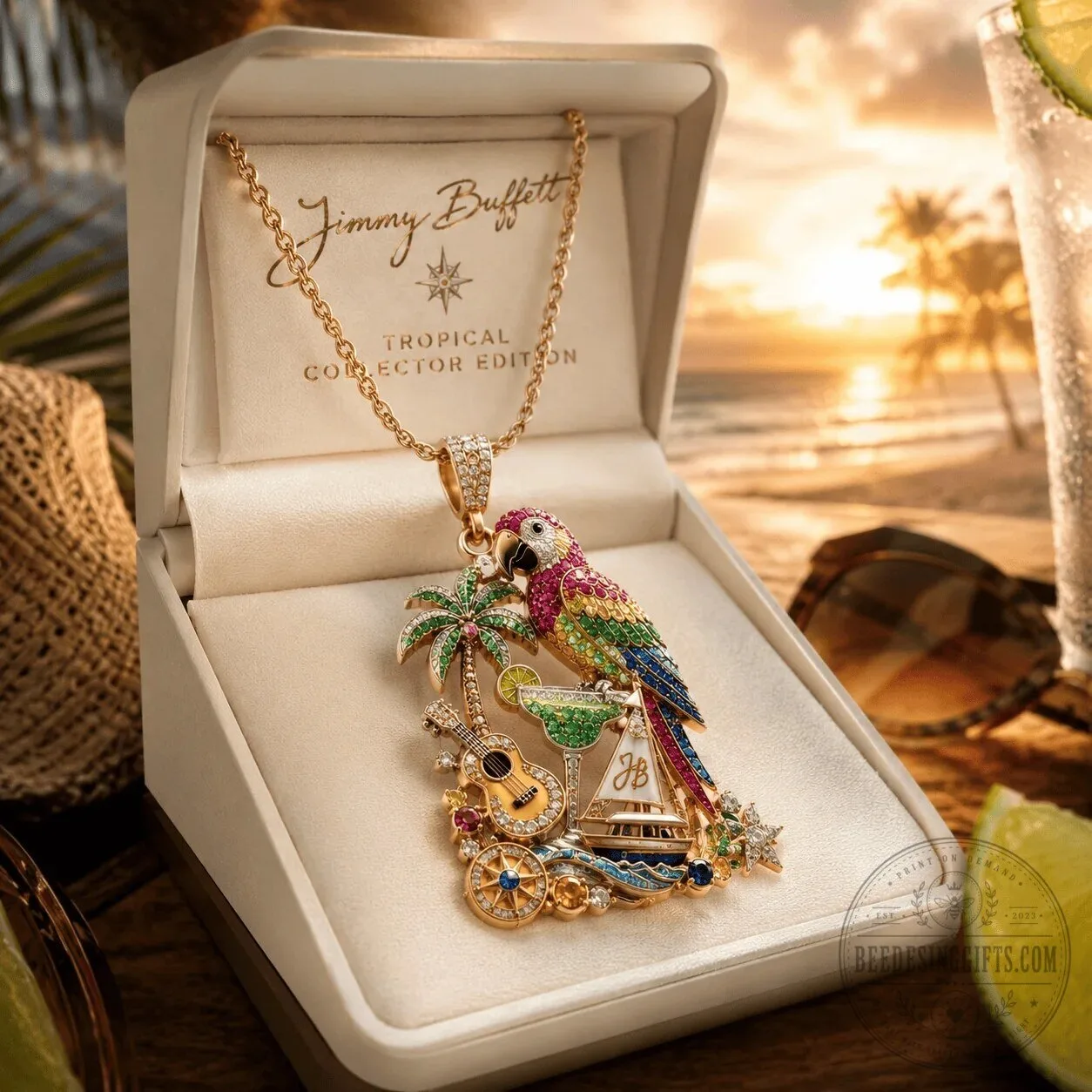 Jimmy Buffett Tropical Collector Edition Parrot Diamond Pendant Necklace