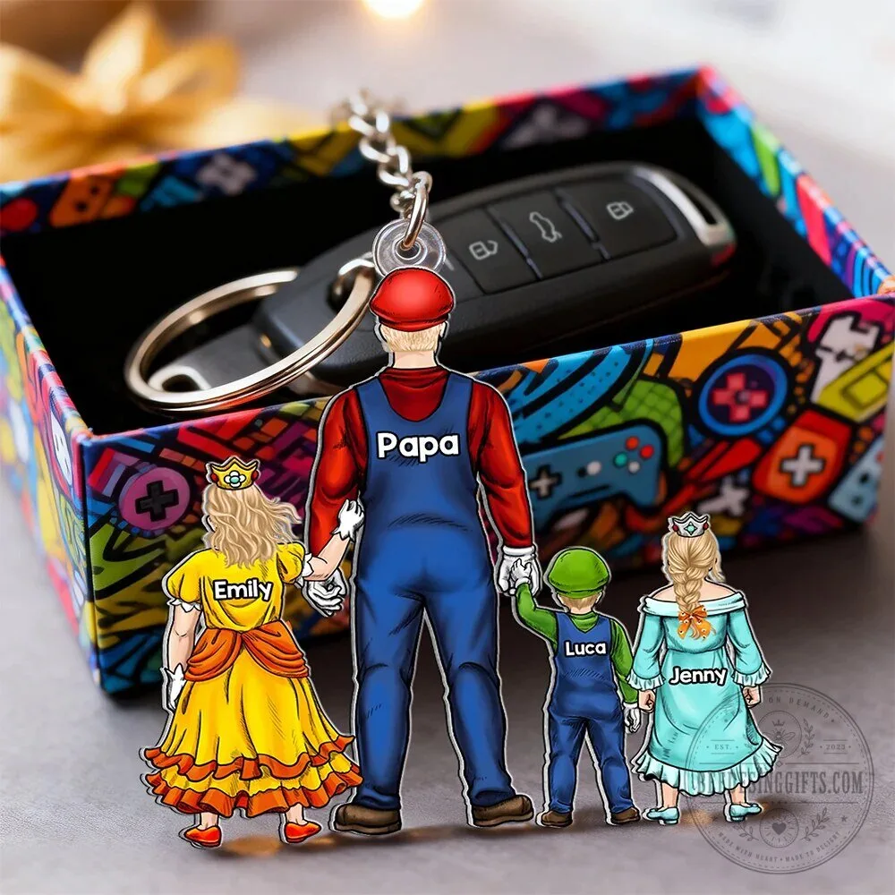 Super Mario Daddy and Princess Lisa Personalized Keychain 10 Super Mario Daddy and Princess Lisa Personalized Keychain