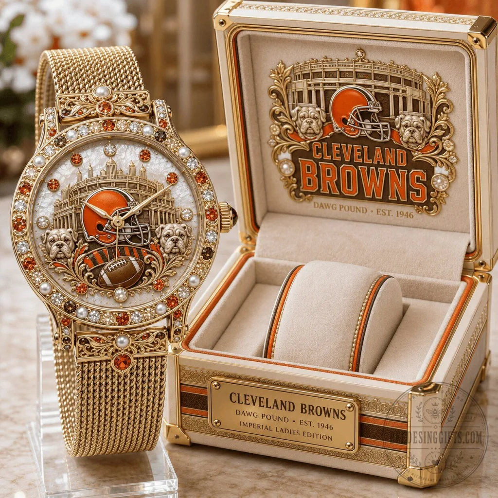 Cleveland Browns Dawg Pound Imperial Ladies Edition Gold Tone Watch Cleveland Browns Dawg Pound Imperial Ladies Edition Gold Tone Watch