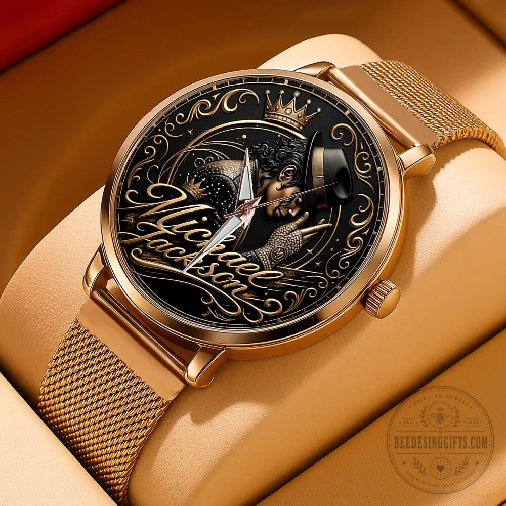 Quartz Watch with Gold Mesh Strap - Michael Jackson, The King of Pop