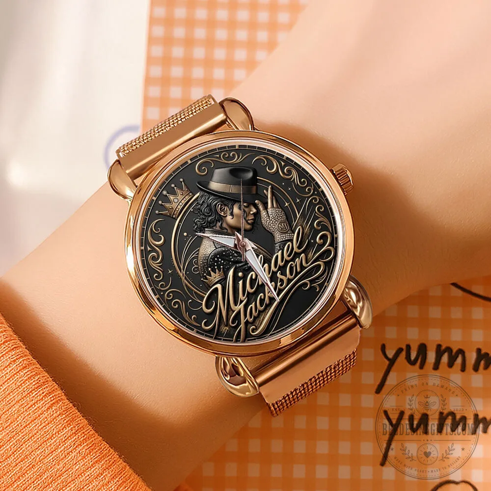 Quartz Watch with Gold Mesh Strap - Michael Jackson, The King of Pop 12 Quartz Watch with Gold Mesh Strap - Michael Jackson, The King of Pop