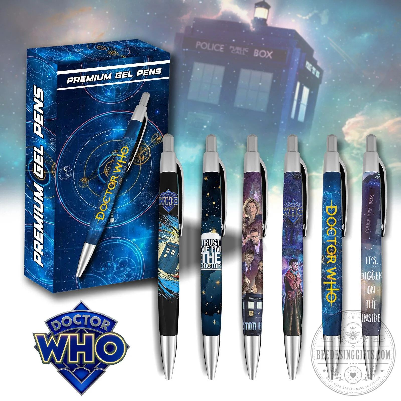 Doctor Who Premium Gel Pens Set - Tardis and Character Designs