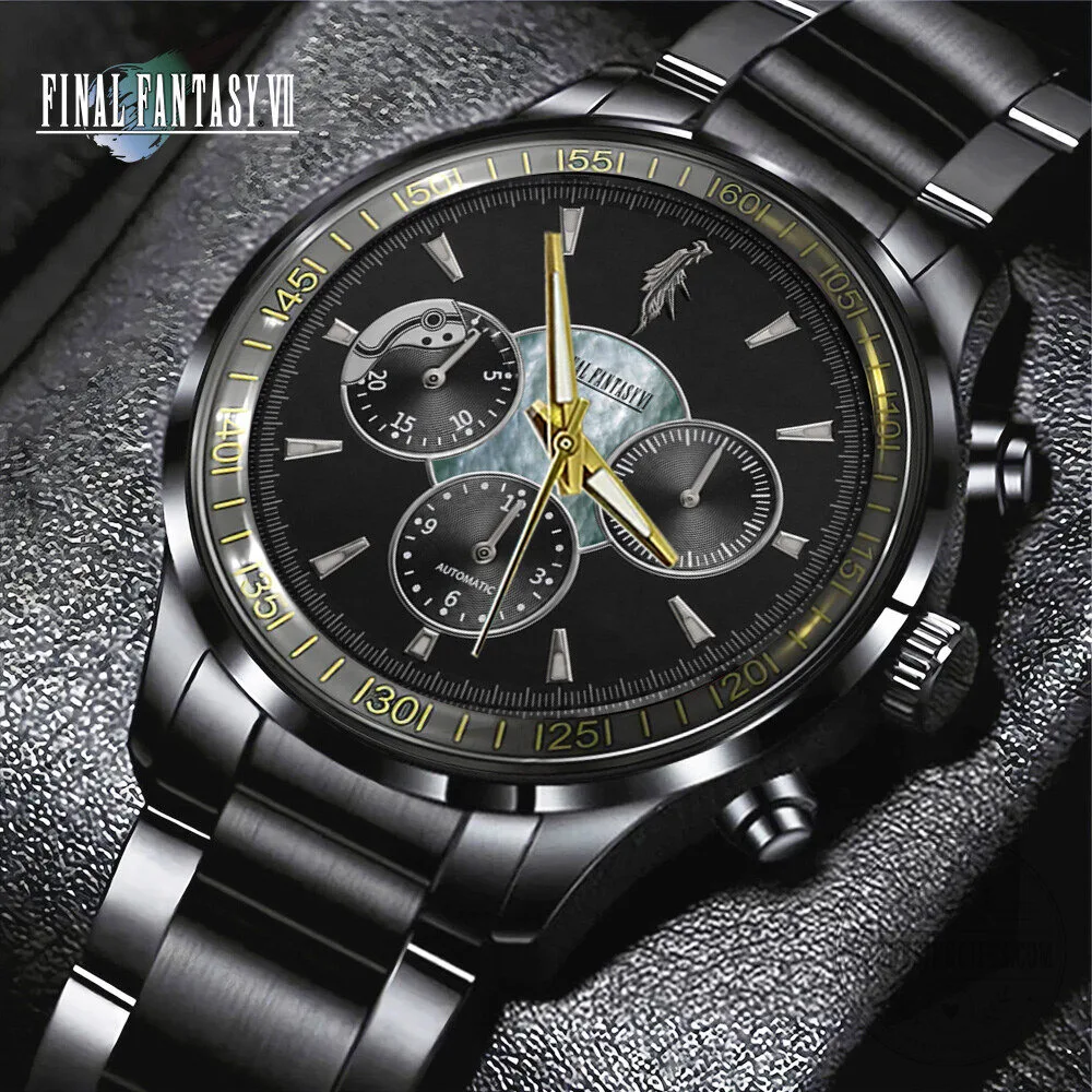 Final Fantasy VII Sephiroth Black Stainless Steel Chronograph Watch 10 Final Fantasy VII Sephiroth Black Stainless Steel Chronograph Watch