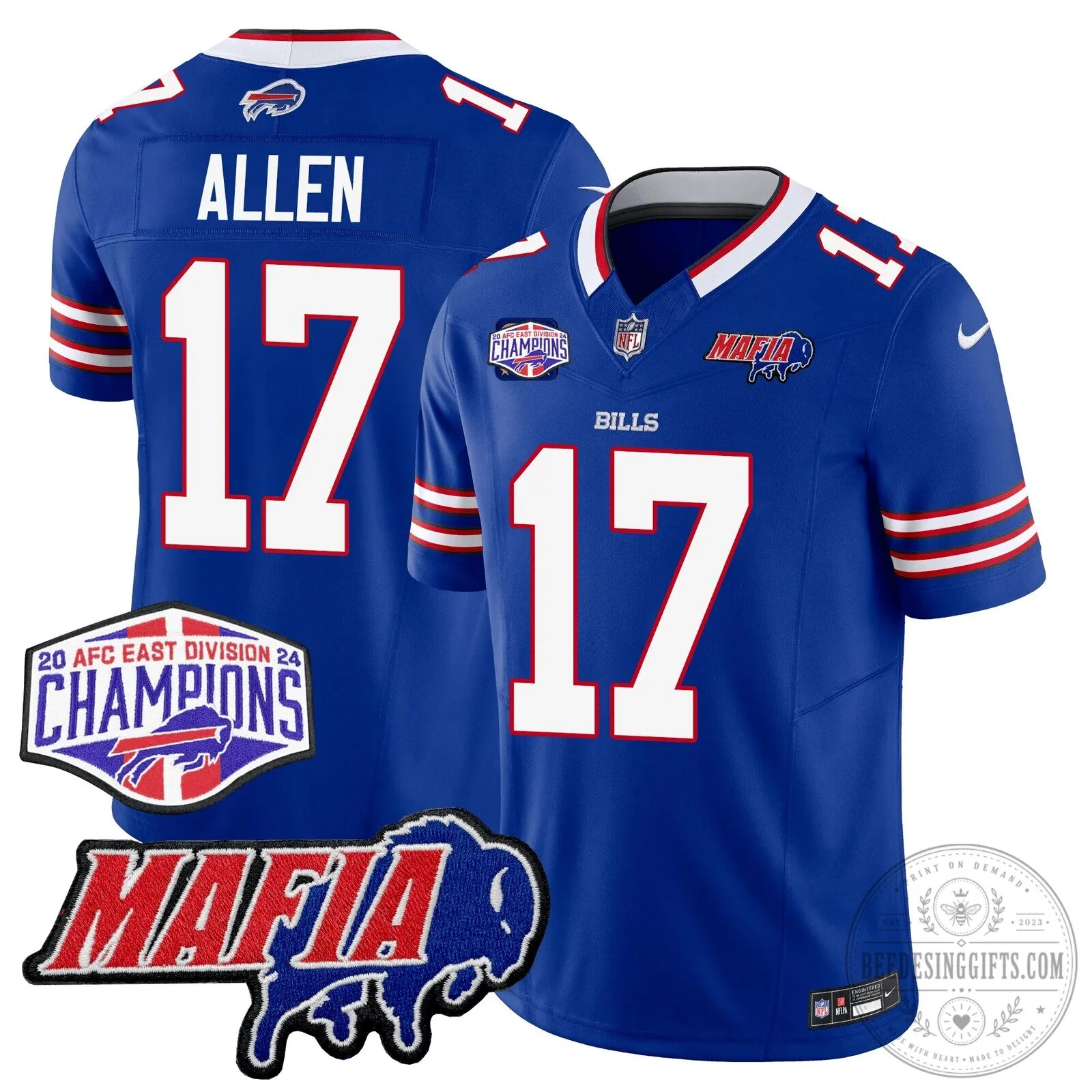 Josh Allen Royal Blue Football Jersey for Buffalo Bills Mafia Fans