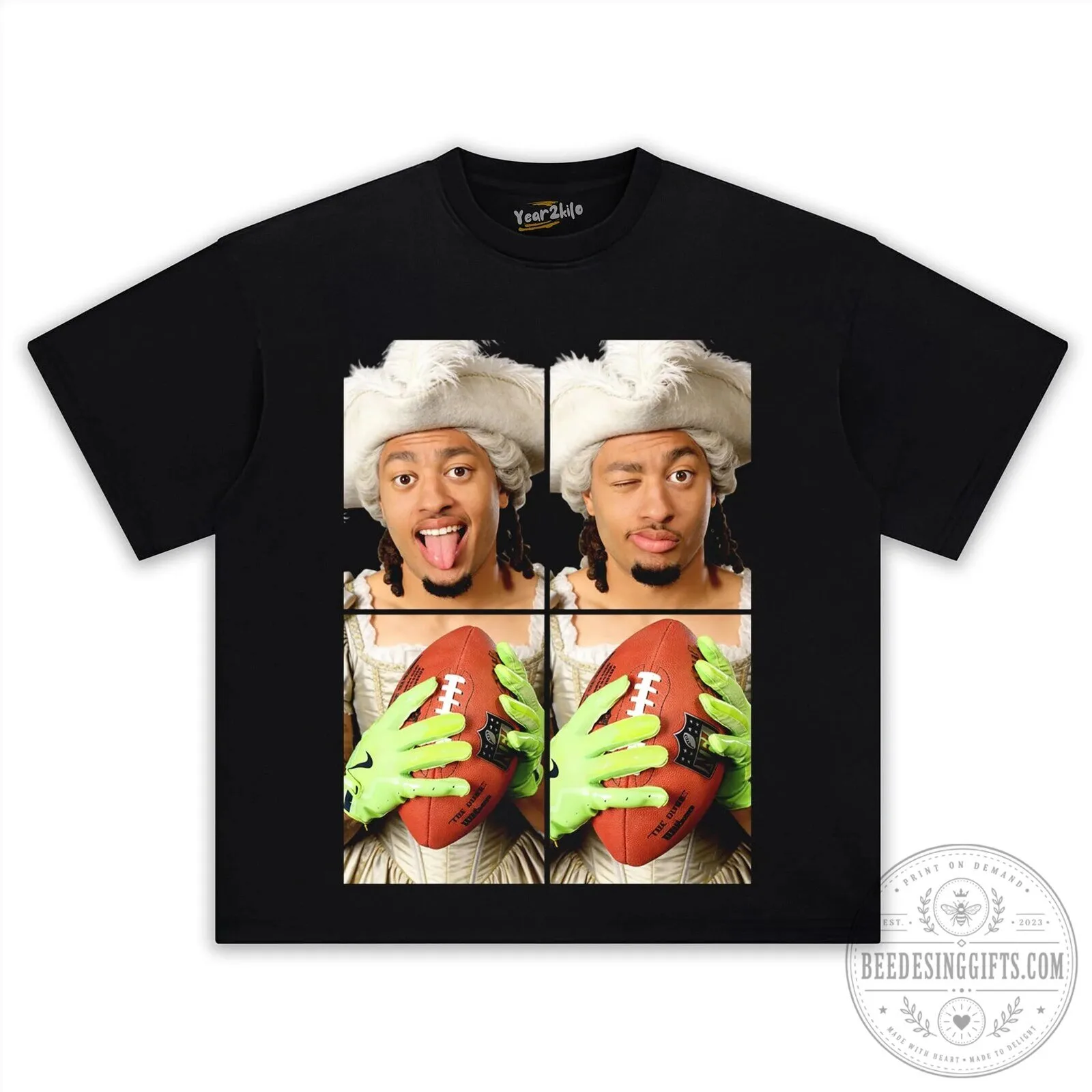Jaxon Smith-Njigba Royalty Graphic Black Crewneck T-Shirt 14 Jaxon Smith-Njigba Royalty Graphic Black Crewneck T-Shirt