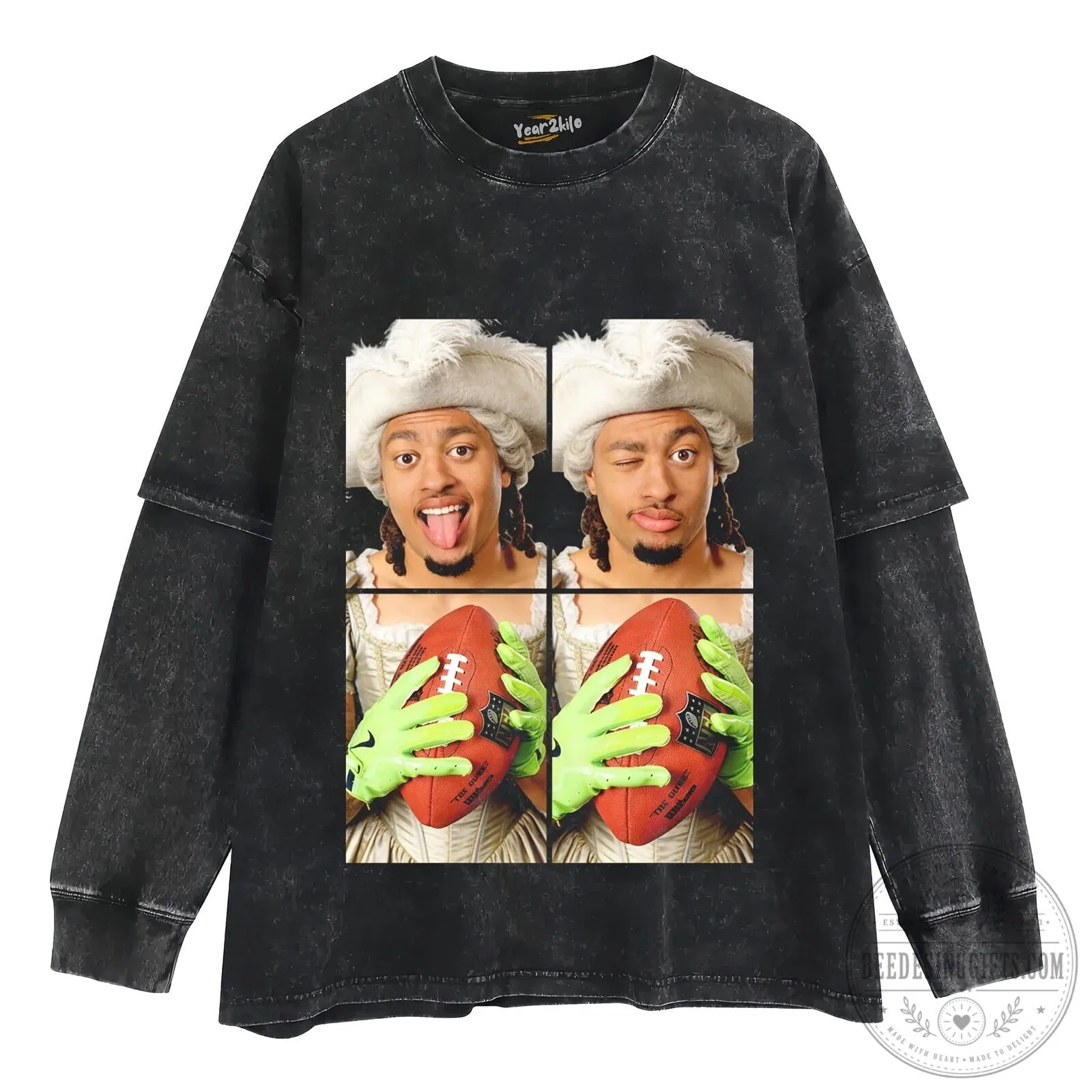 Jaxon Smith-Njigba Royalty Graphic Black Crewneck T-Shirt 19 Jaxon Smith-Njigba Royalty Graphic Black Crewneck T-Shirt