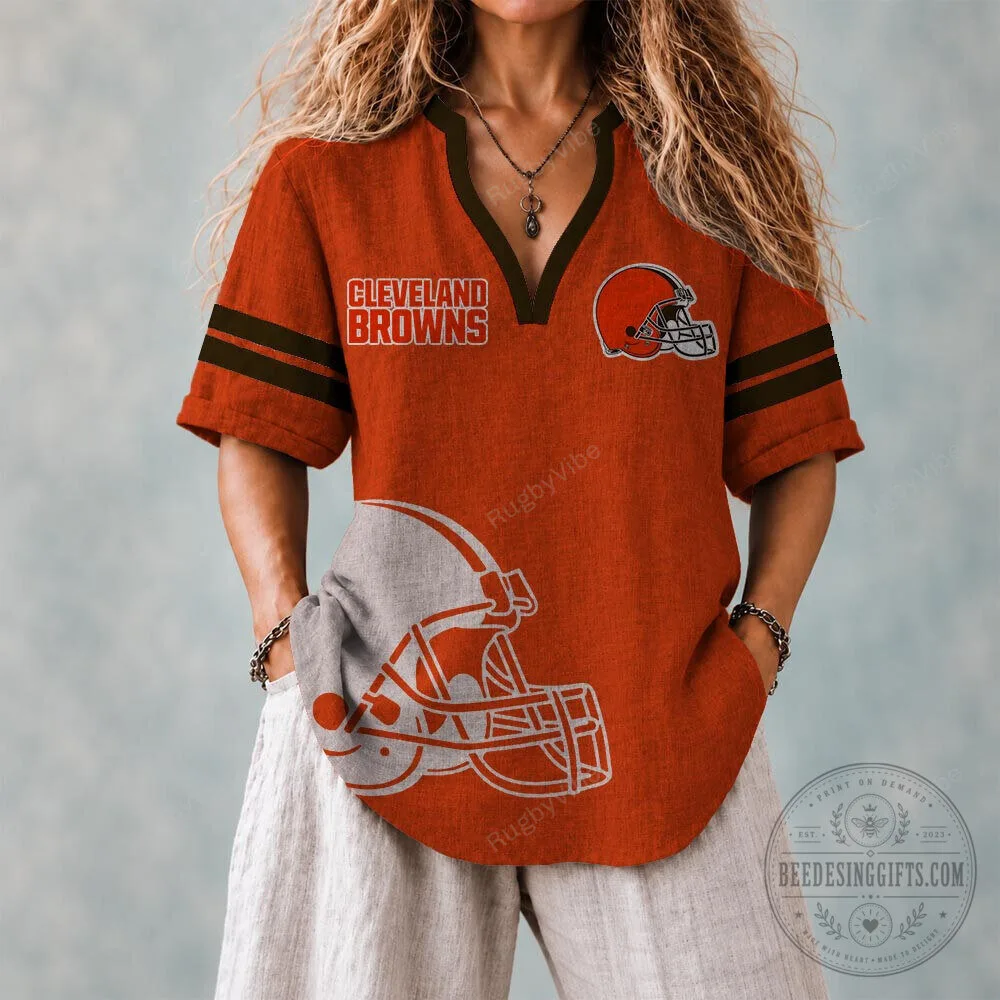 Cleveland Browns Football Team Helmet Logo Brown Short Sleeve T-Shirt