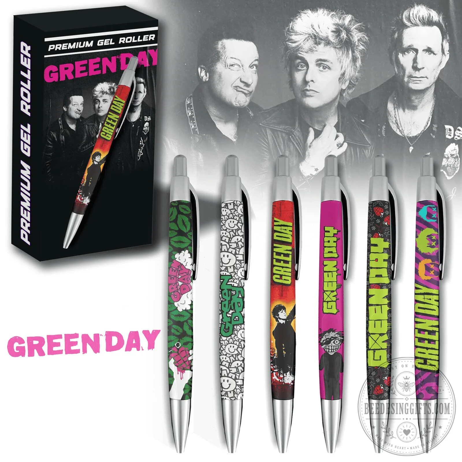 Green Day Premium Gel Roller Pen Set, Music Band Collectible Writing Tool