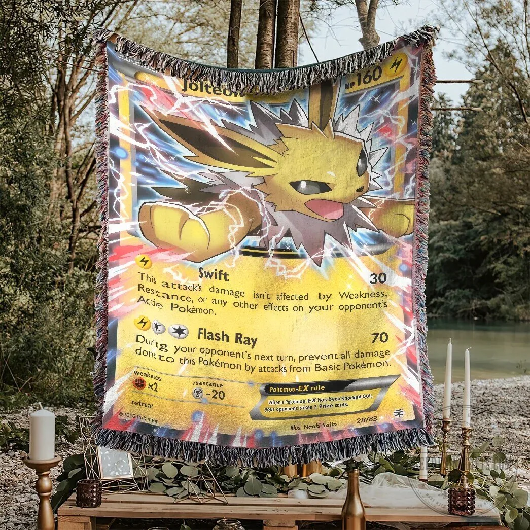Jolteon Pokemon EX Card Design Soft Woven Blanket