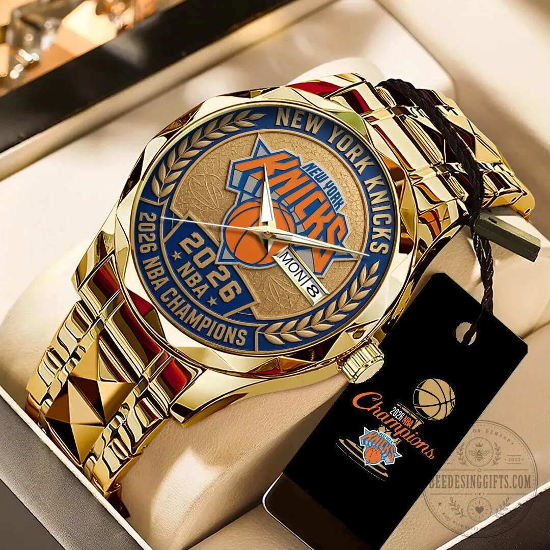 New York Knicks 2026 NBA Champions Gold Tone Quartz Watch
