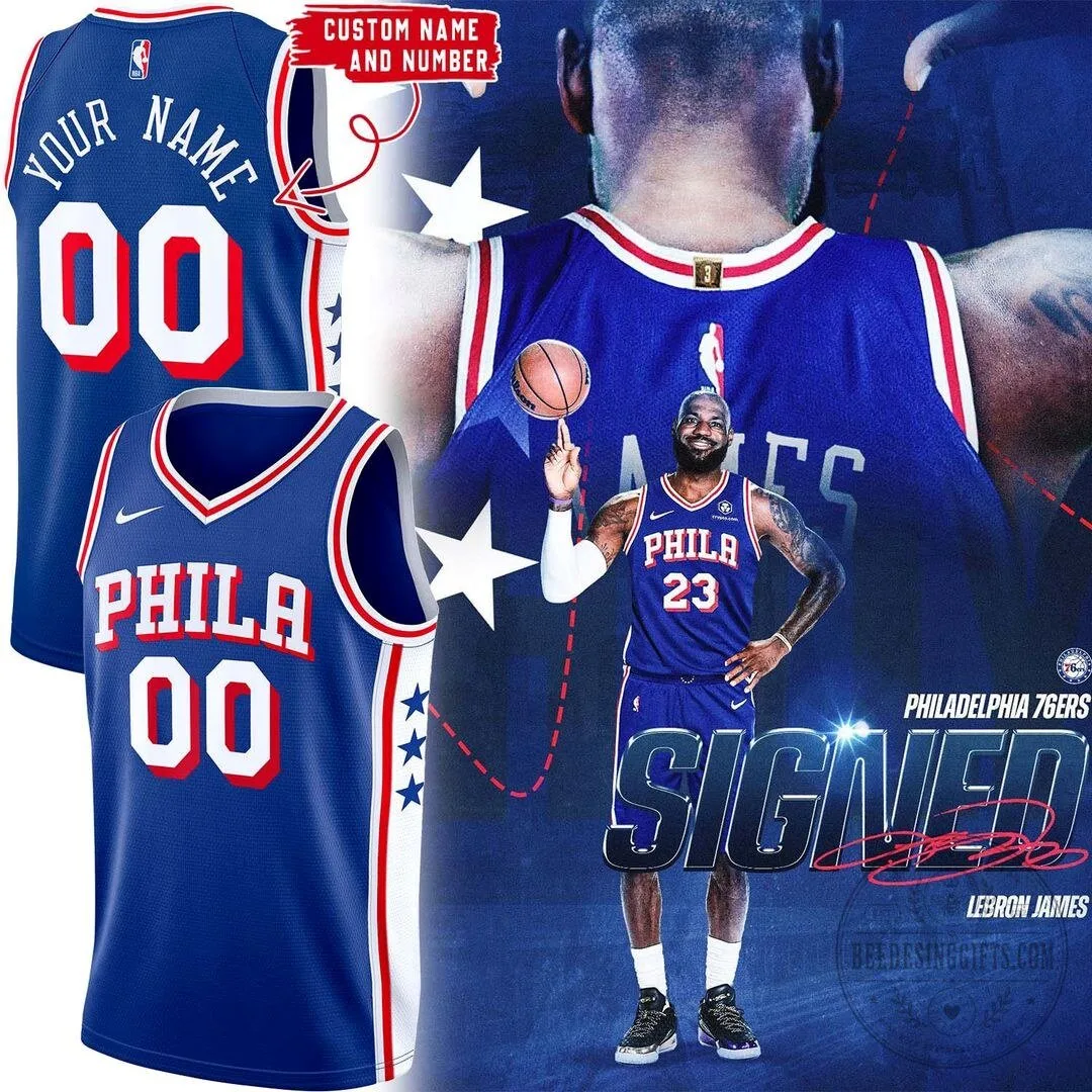 Custom Basketball Jersey with Name and Number for Philadelphia 76ers