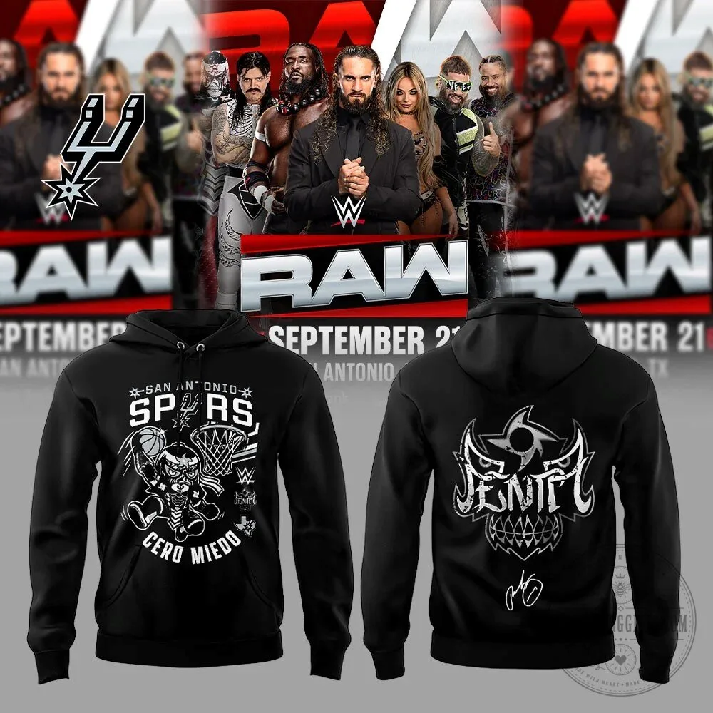 WWE Monday Night RAW San Antonio Spurs Cero Miedo Black Hoodie