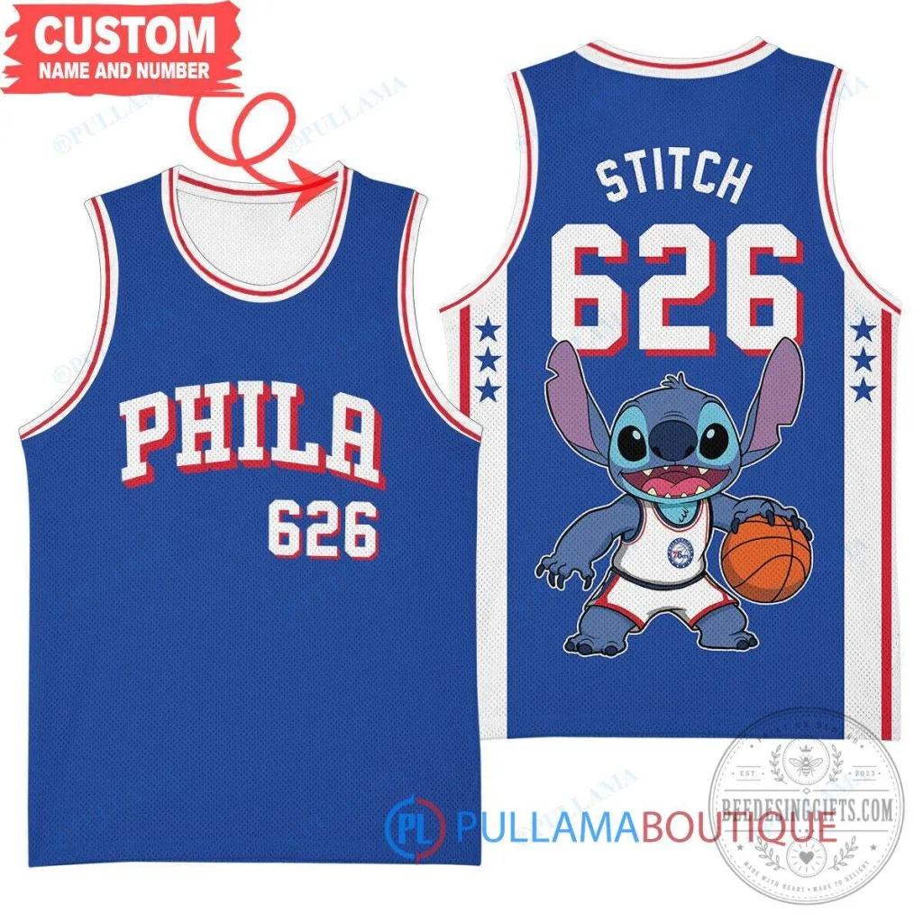 Philadelphia 76ers Stitch Lilo and Stitch Basketball Jersey for Men and Women Philadelphia 76ers Stitch Lilo and Stitch Basketball Jersey for Men and Women