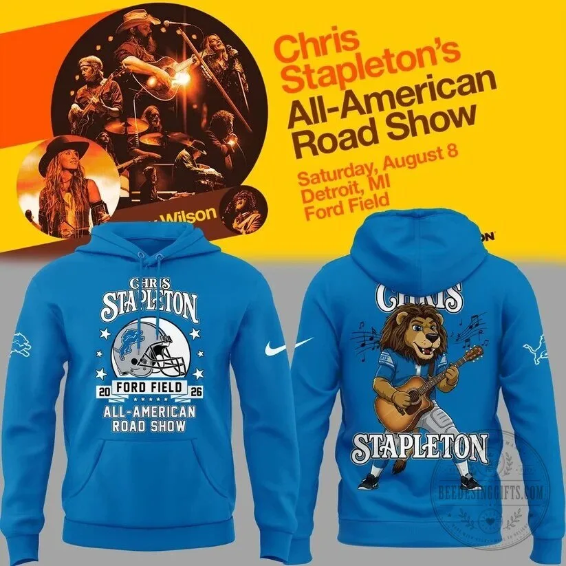 Detroit Lions Hoodie featuring Chris Stapleton's All-American Road Show Design