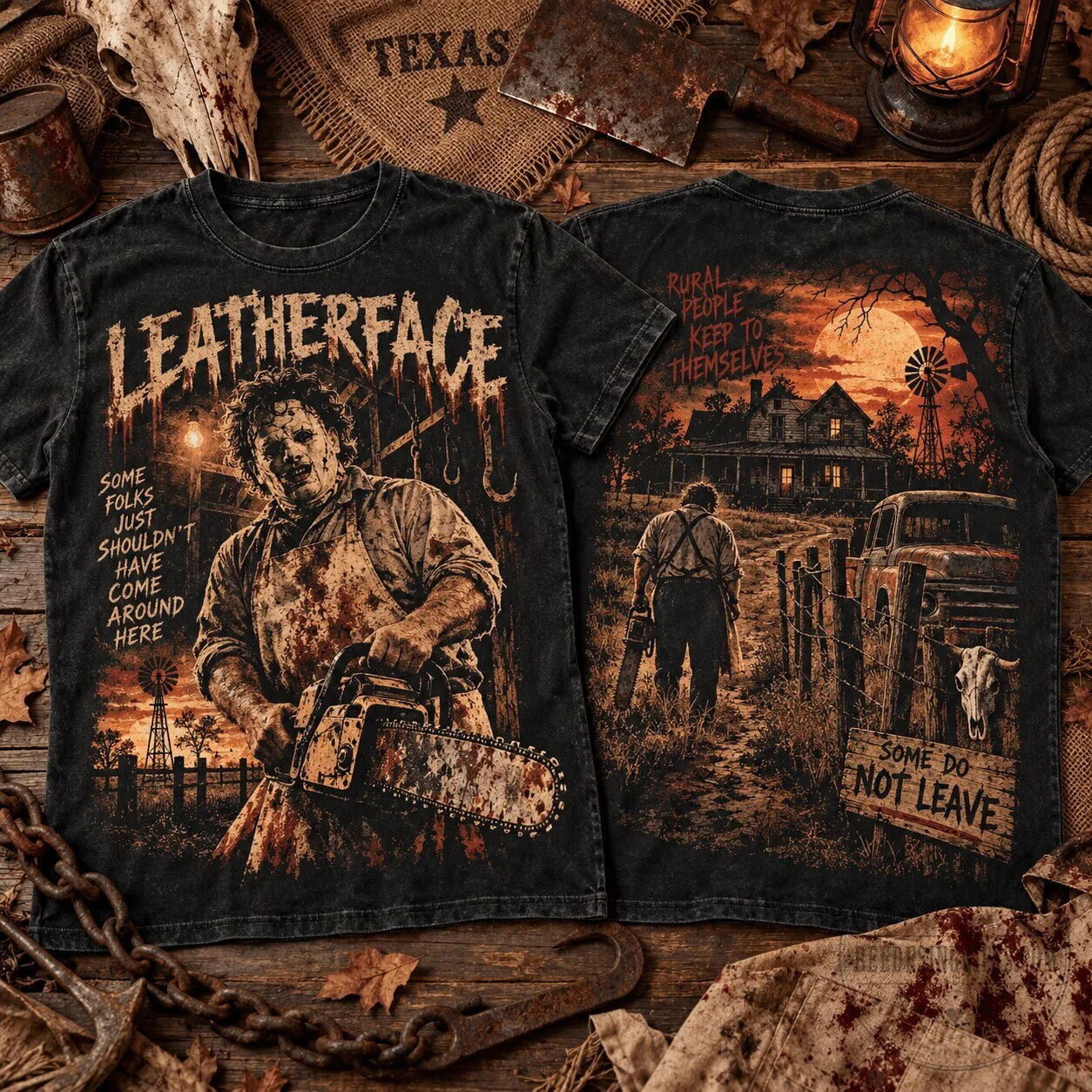 Leatherface Texas Chainsaw Massacre Horror Movie Vintage Washed T-Shirt 1 Leatherface Texas Chainsaw Massacre Horror Movie Vintage Washed T-Shirt