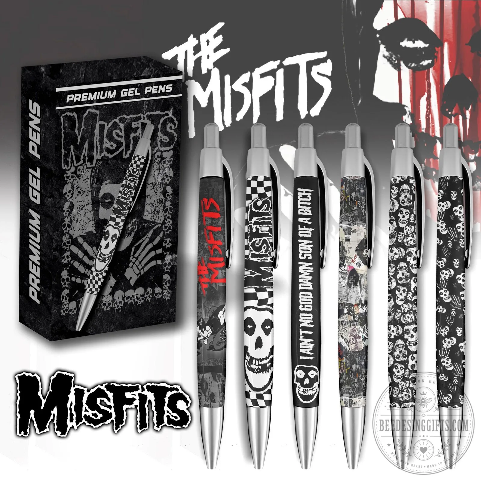 The Misfits Band Logo and Skull Pattern Premium Gel Pen Set
