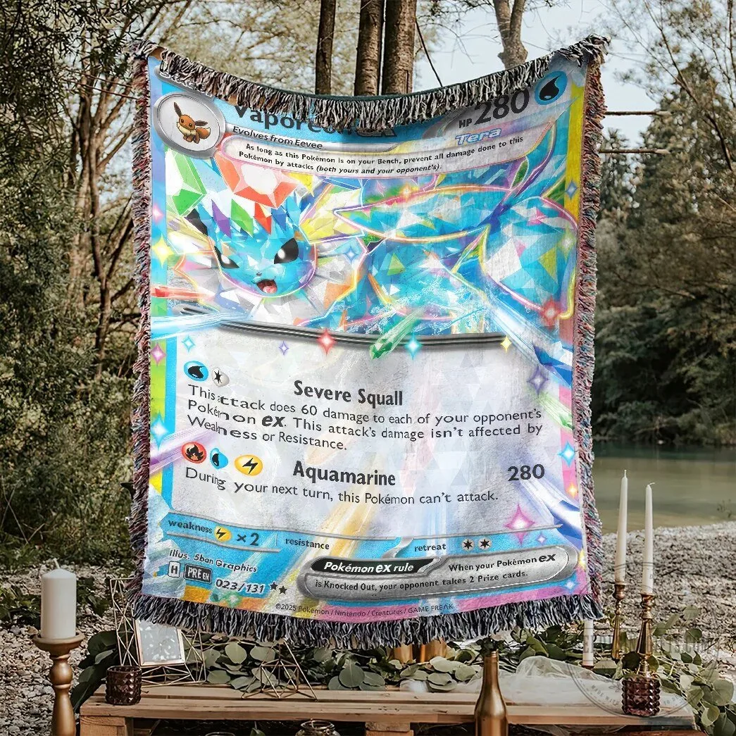 Vaporeon EX Tera Type Pokemon Trading Card Game Woven Blanket