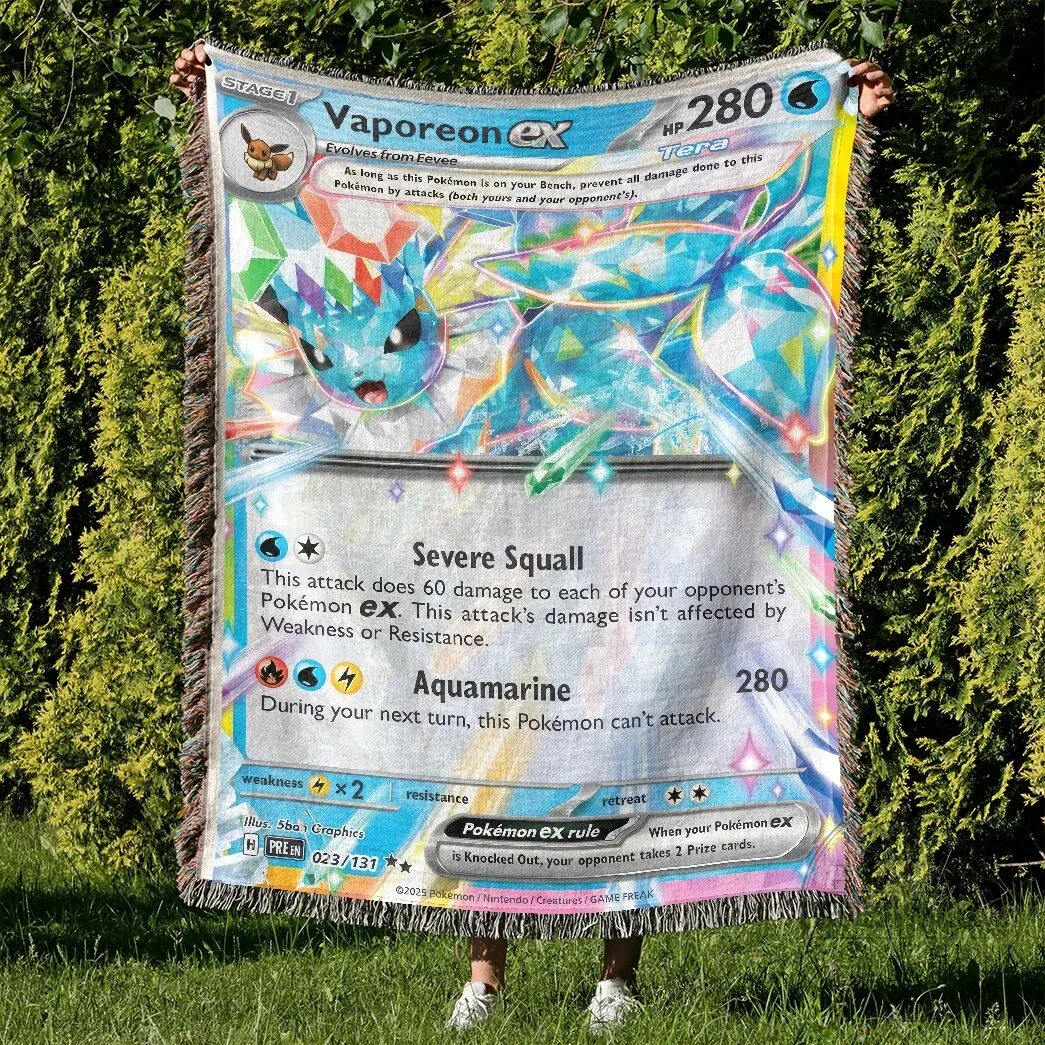Vaporeon EX Tera Type Pokemon Trading Card Game Woven Blanket 9 Vaporeon EX Tera Type Pokemon Trading Card Game Woven Blanket