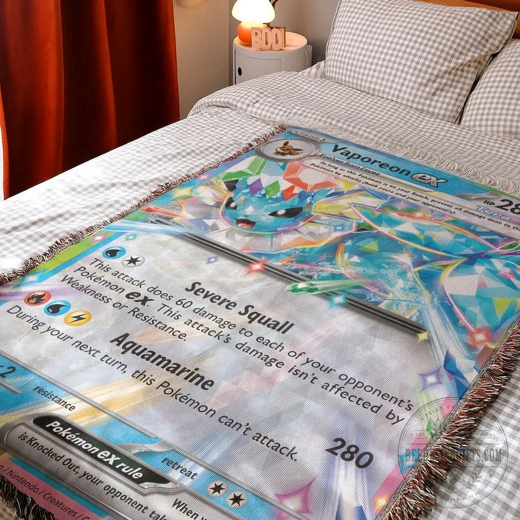 Vaporeon EX Tera Type Pokemon Trading Card Game Woven Blanket 10 Vaporeon EX Tera Type Pokemon Trading Card Game Woven Blanket