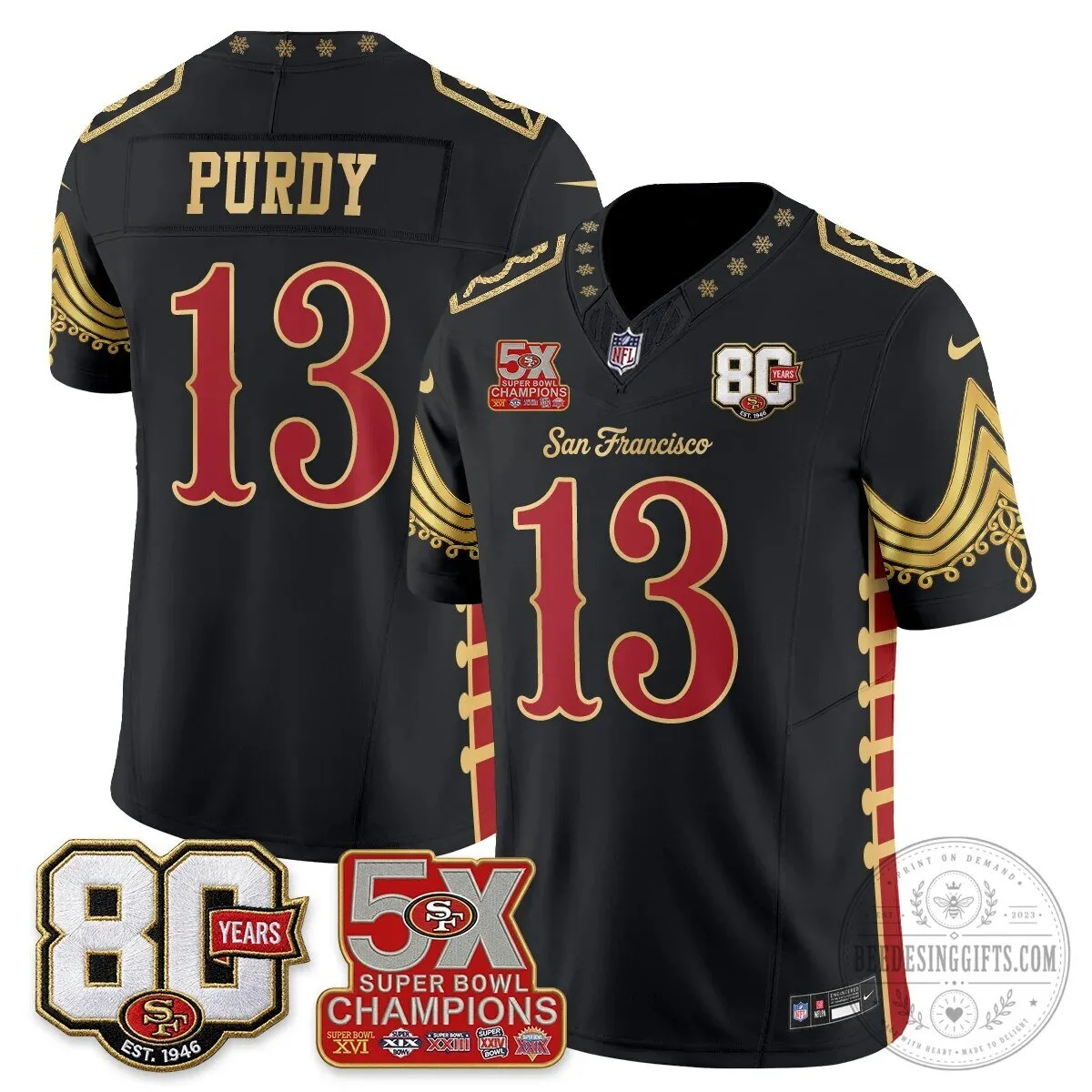 San Francisco 49ers Christian McCaffrey Christmas Nutcracker Football Jersey 41 San Francisco 49ers Christian McCaffrey Christmas Nutcracker Football Jersey