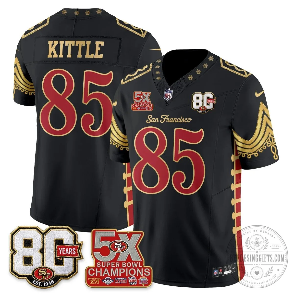 San Francisco 49ers Christian McCaffrey Christmas Nutcracker Football Jersey 42 San Francisco 49ers Christian McCaffrey Christmas Nutcracker Football Jersey