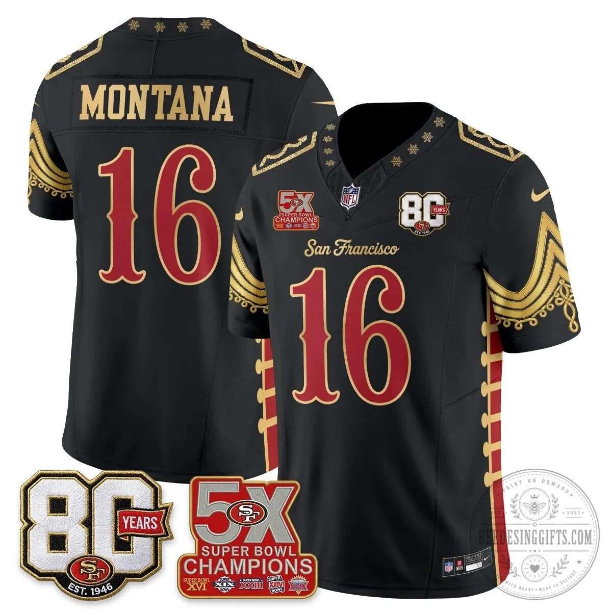 San Francisco 49ers Christian McCaffrey Christmas Nutcracker Football Jersey 44 San Francisco 49ers Christian McCaffrey Christmas Nutcracker Football Jersey