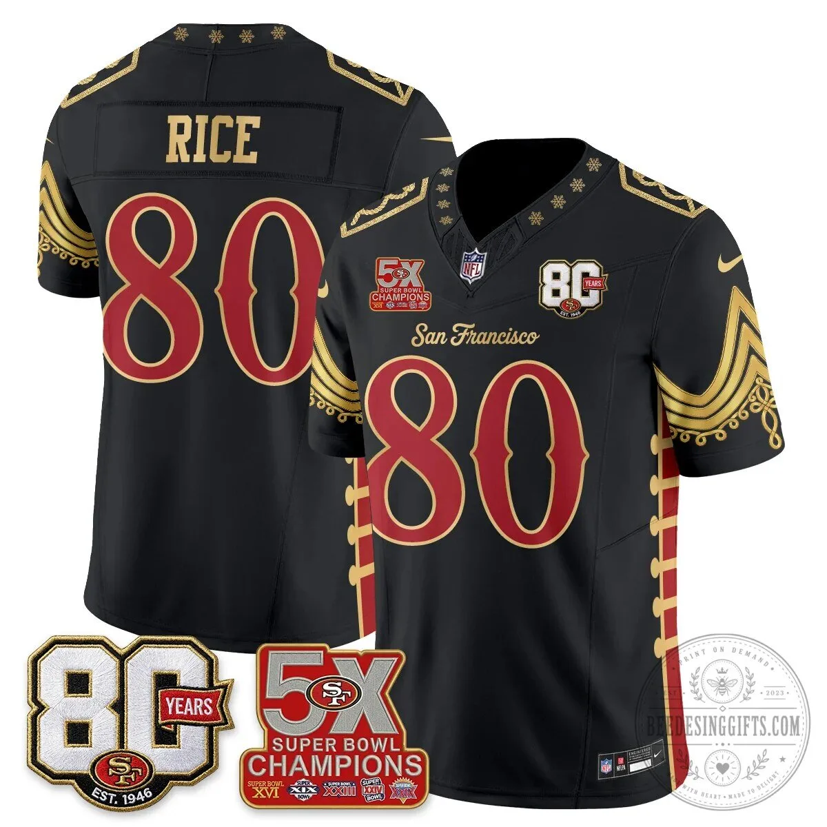 San Francisco 49ers Christian McCaffrey Christmas Nutcracker Football Jersey 45 San Francisco 49ers Christian McCaffrey Christmas Nutcracker Football Jersey