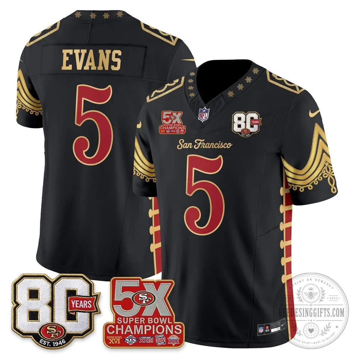 San Francisco 49ers Christian McCaffrey Christmas Nutcracker Football Jersey 49 San Francisco 49ers Christian McCaffrey Christmas Nutcracker Football Jersey
