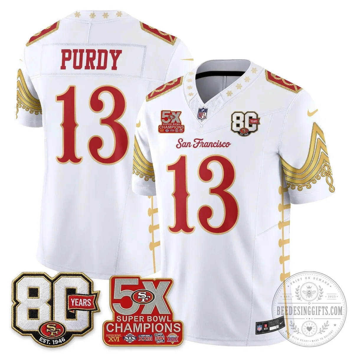San Francisco 49ers Christian McCaffrey Christmas Nutcracker Football Jersey 53 San Francisco 49ers Christian McCaffrey Christmas Nutcracker Football Jersey