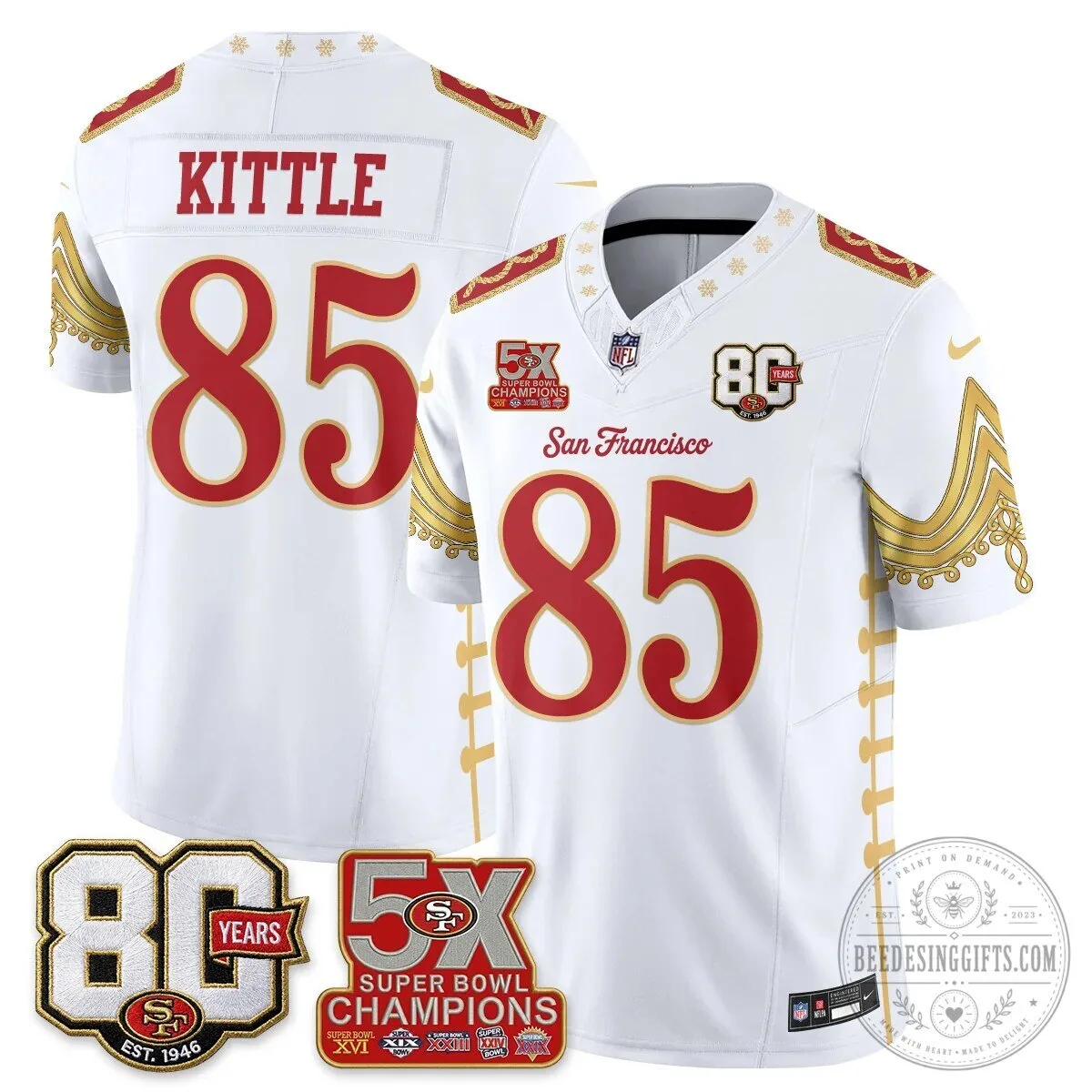 San Francisco 49ers Christian McCaffrey Christmas Nutcracker Football Jersey 54 San Francisco 49ers Christian McCaffrey Christmas Nutcracker Football Jersey
