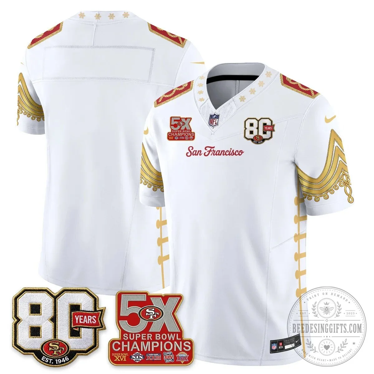 San Francisco 49ers Christian McCaffrey Christmas Nutcracker Football Jersey 62 San Francisco 49ers Christian McCaffrey Christmas Nutcracker Football Jersey