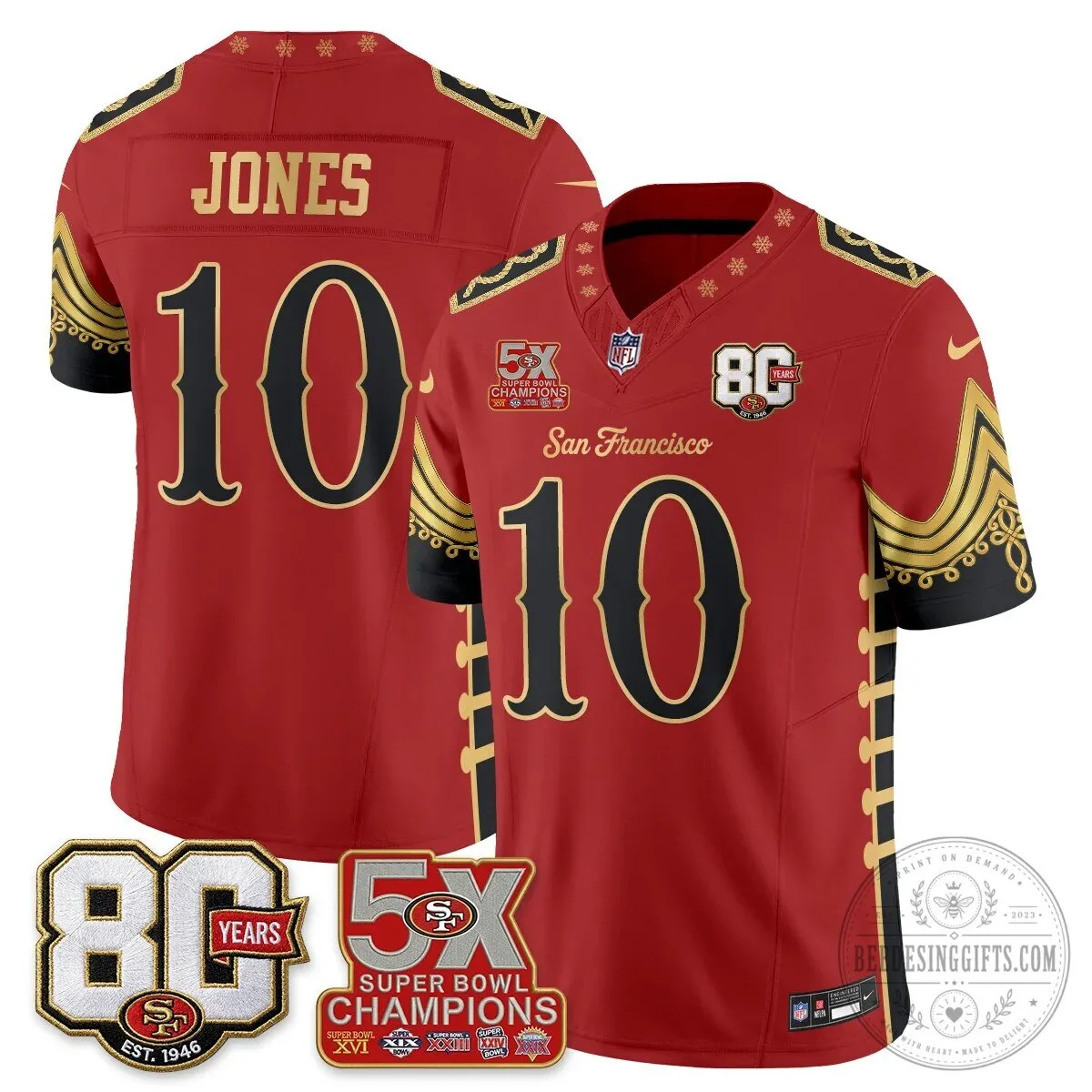 San Francisco 49ers Christian McCaffrey Christmas Nutcracker Football Jersey 75 San Francisco 49ers Christian McCaffrey Christmas Nutcracker Football Jersey
