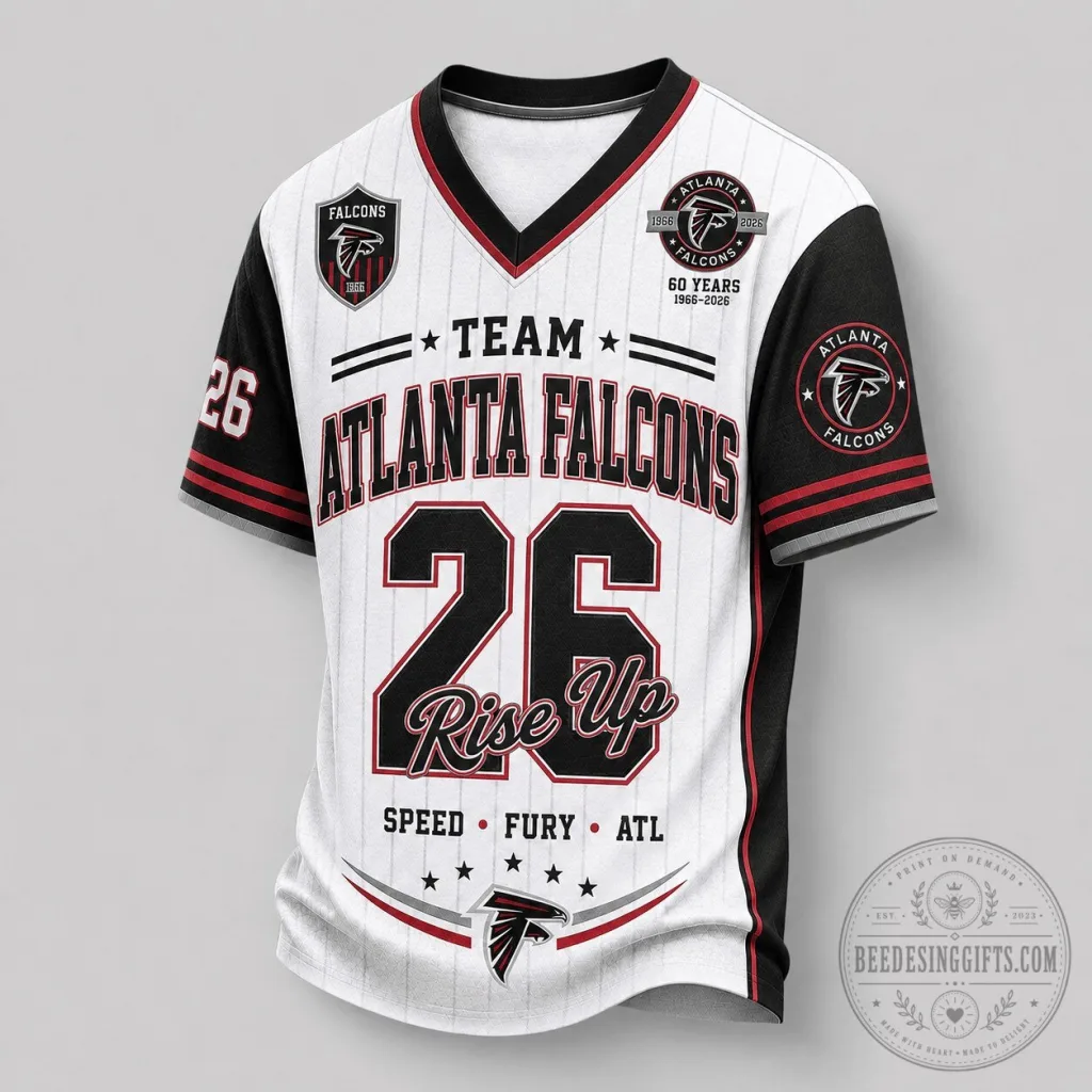 Atlanta Falcons NFL Legacy Pride V-Neck Baseball Jersey Atlanta Falcons NFL Legacy Pride V-Neck Baseball Jersey