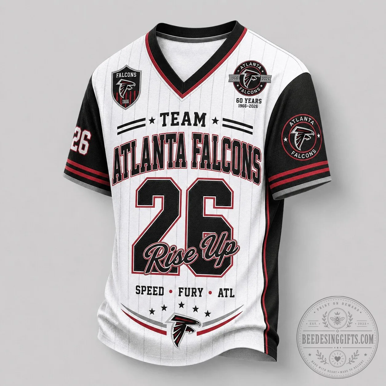 Atlanta Falcons NFL Legacy Pride V-Neck Baseball Jersey