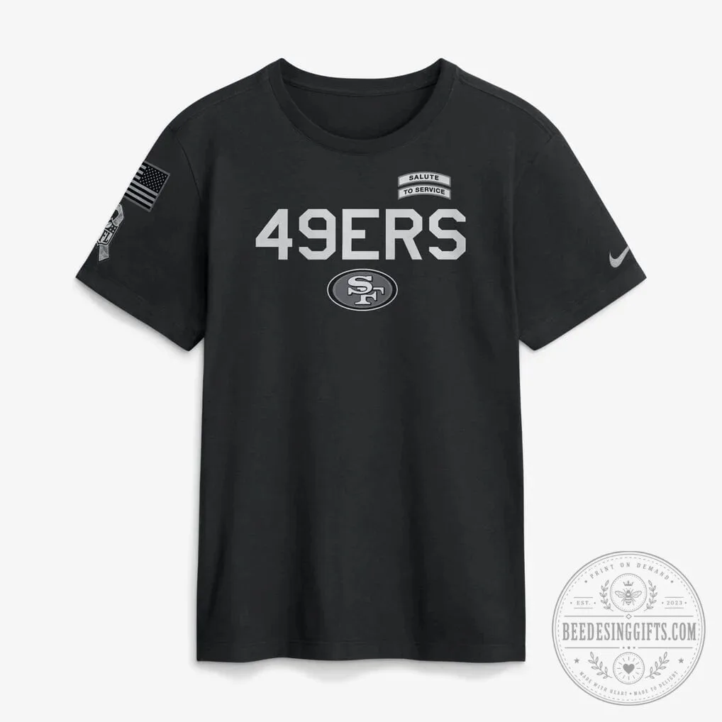 San Francisco 49ers Black 2026 Salute to Service Football T-Shirt 2 San Francisco 49ers Black 2026 Salute to Service Football T-Shirt