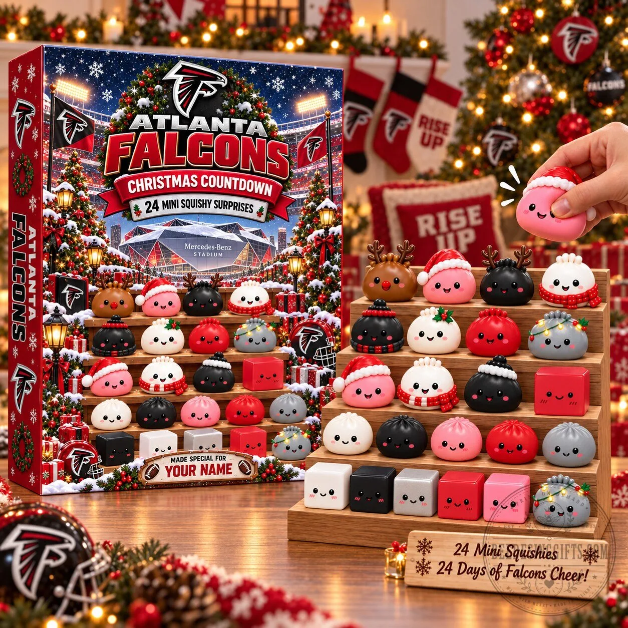 Atlanta Falcons Christmas Countdown Advent Calendar with 24 Mini Squishy Surprises