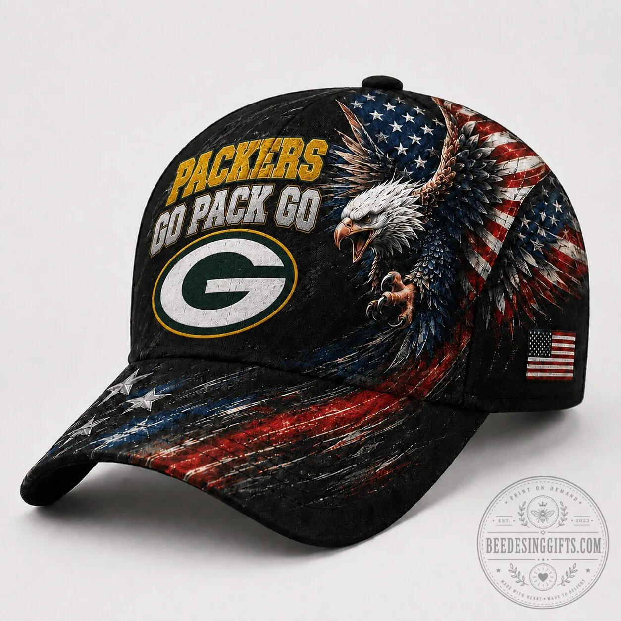 Green Bay Packers American Flag Eagle Baseball Cap