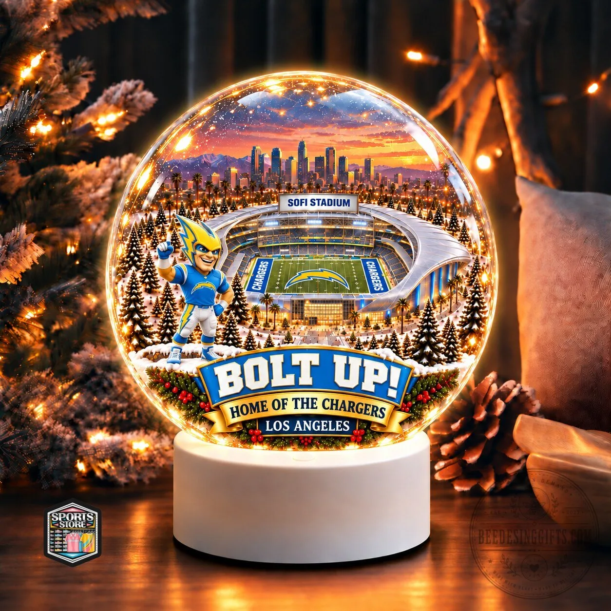 Los Angeles Chargers SoFi Stadium Christmas Snow Globe