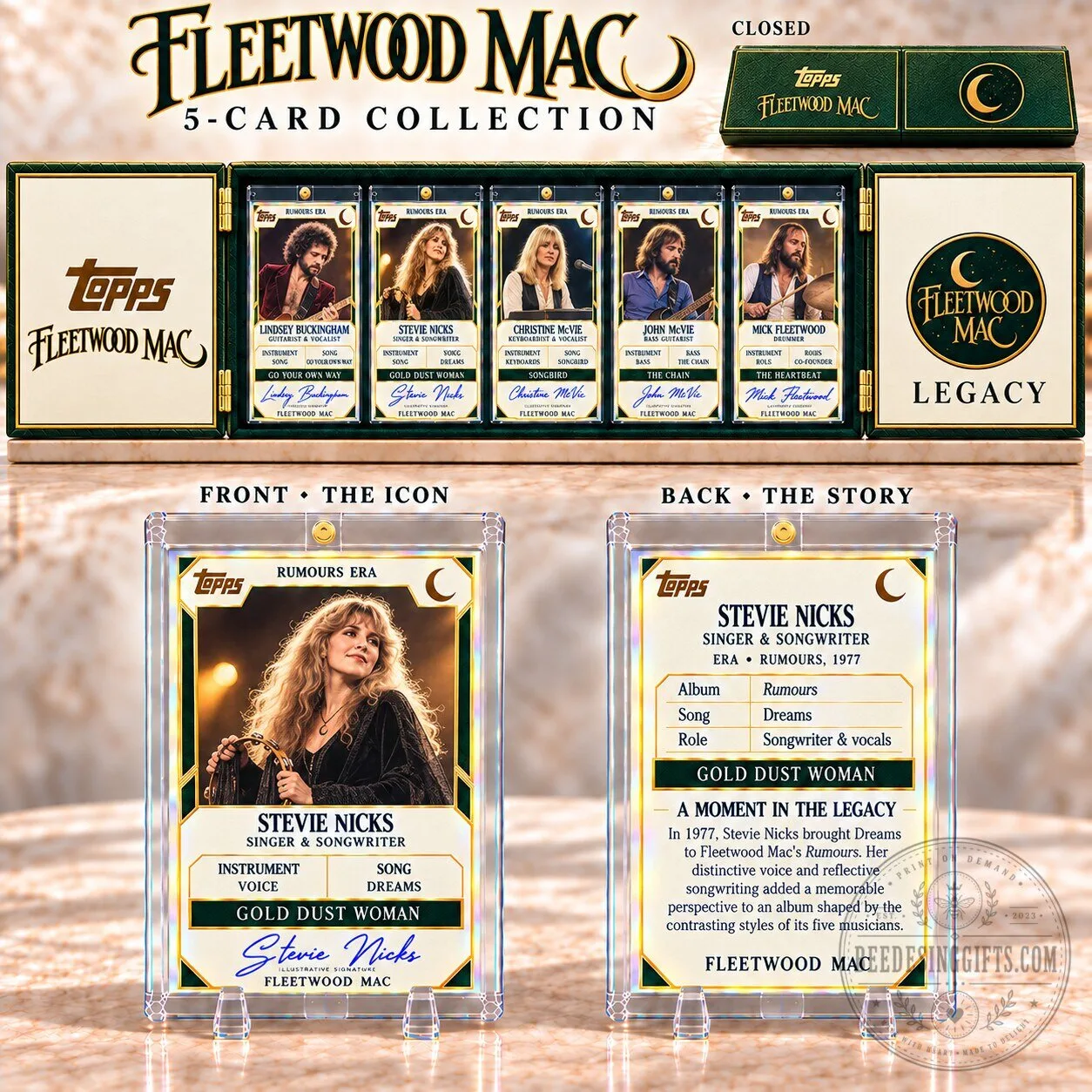 Fleetwood Mac Rumours Era Topps Trading Card Collection Box Set 8 Fleetwood Mac Rumours Era Topps Trading Card Collection Box Set