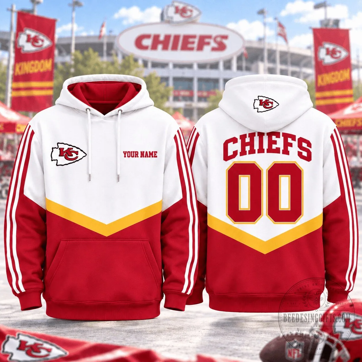 Kansas City Chiefs Personalized Football Fan Hoodie with Custom Name and Number 1 Kansas City Chiefs Personalized Football Fan Hoodie with Custom Name and Number