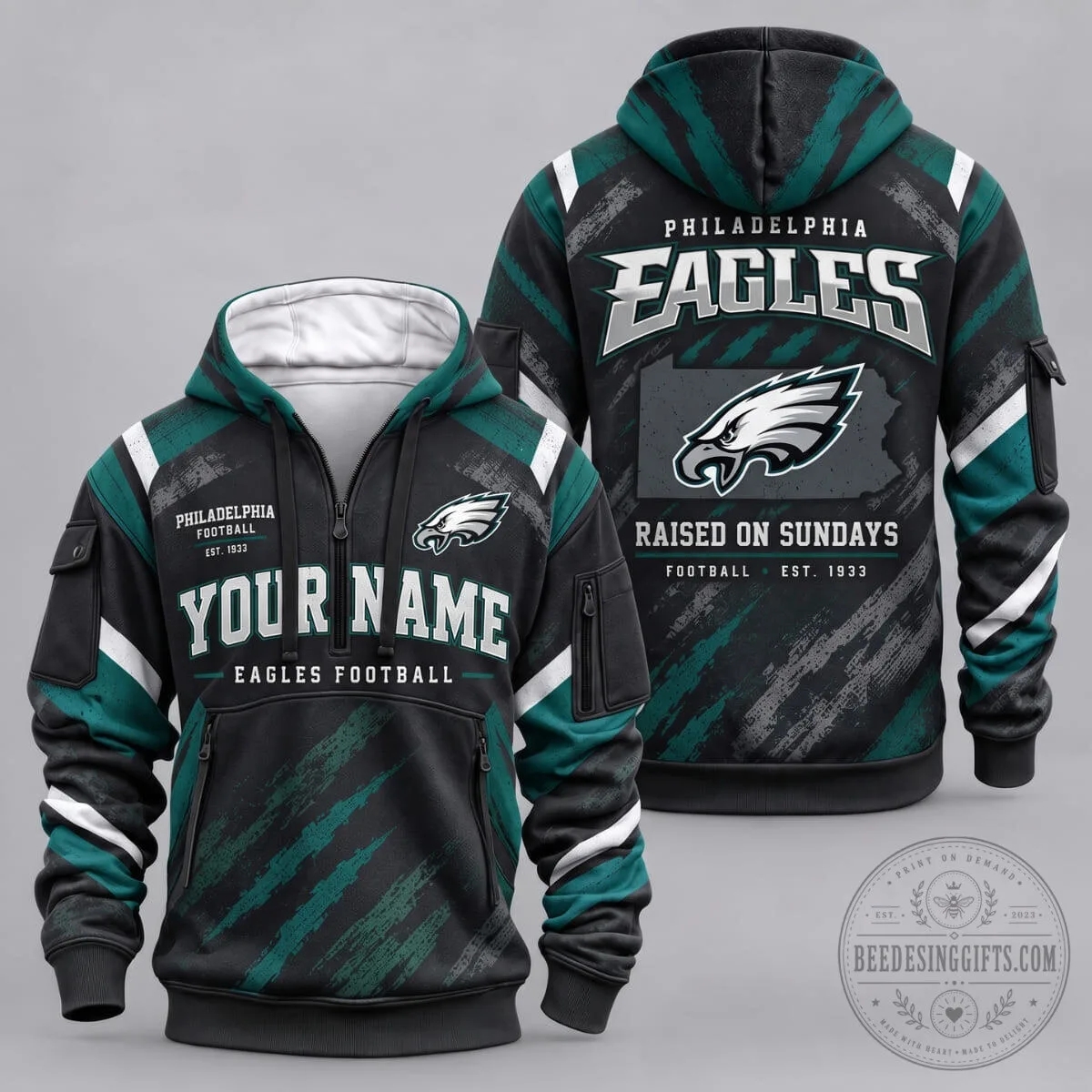 Philadelphia Eagles Fan Raised on Sundays Football Hoodie 5 Philadelphia Eagles Fan Raised on Sundays Football Hoodie