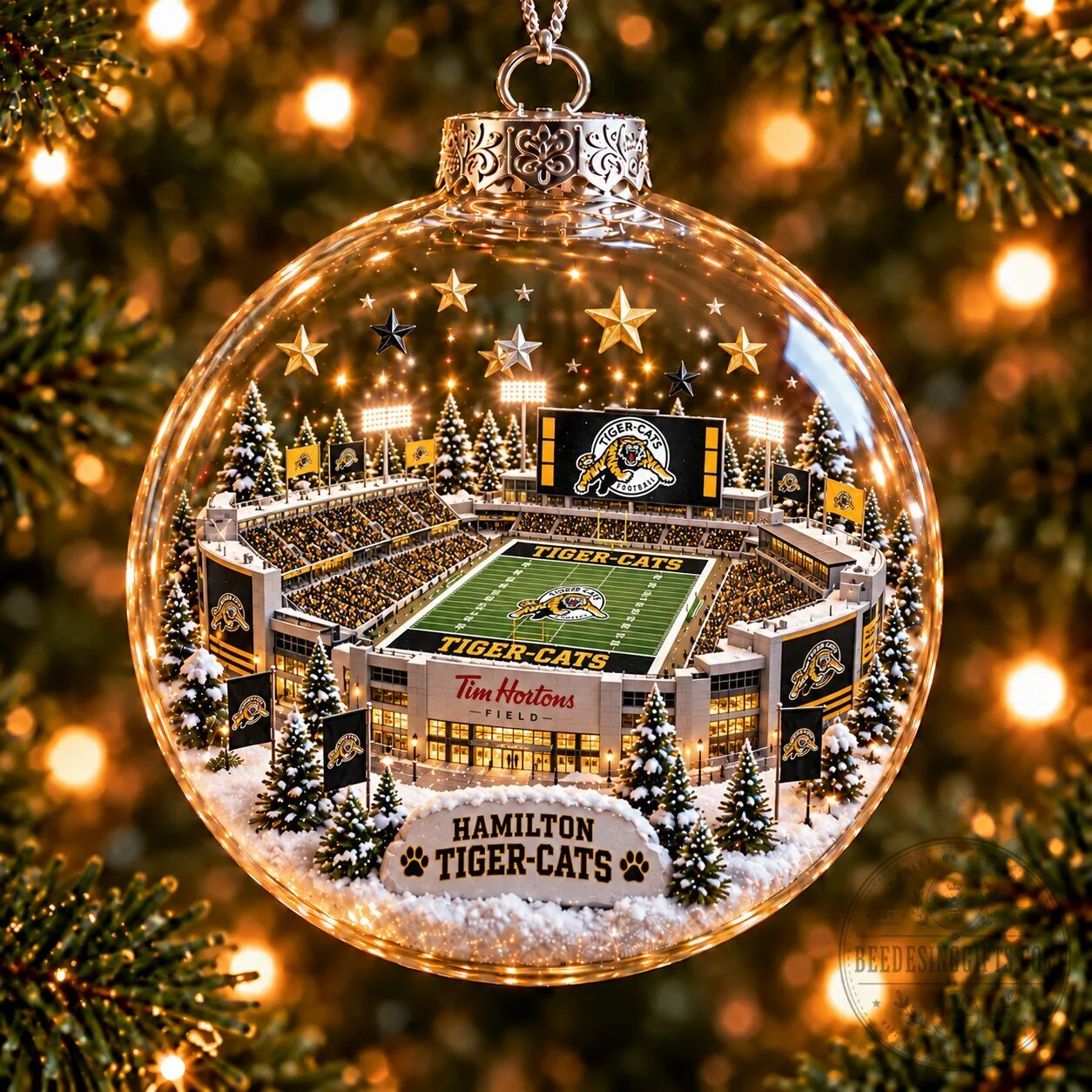 Hamilton Tiger-Cats Canadian Football League Stadium Christmas Ornament