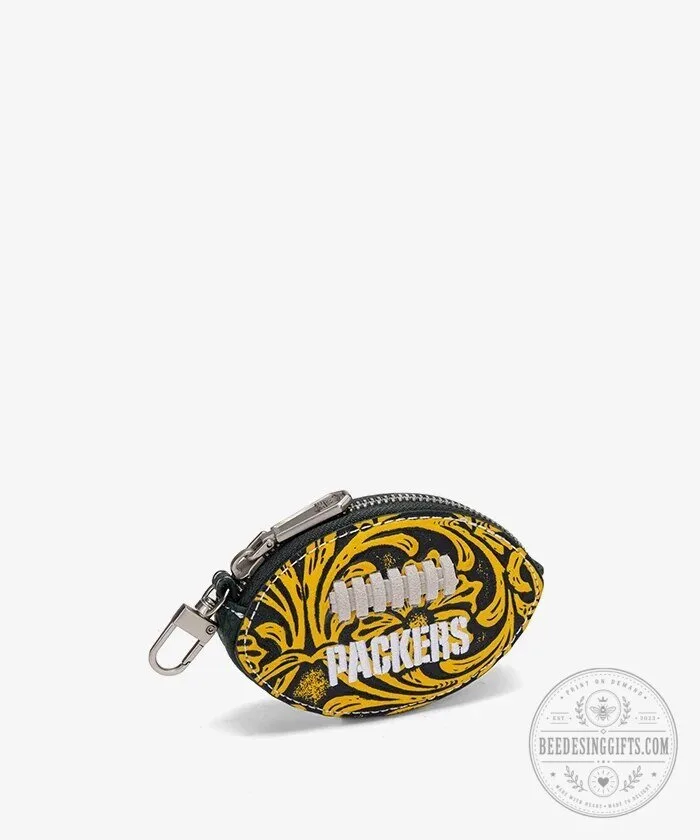 Green Bay Packers Football Shaped Coin Purse Keychain 10 Green Bay Packers Football Shaped Coin Purse Keychain