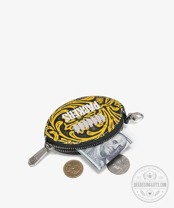Green Bay Packers Football Shaped Coin Purse Keychain 11 Green Bay Packers Football Shaped Coin Purse Keychain