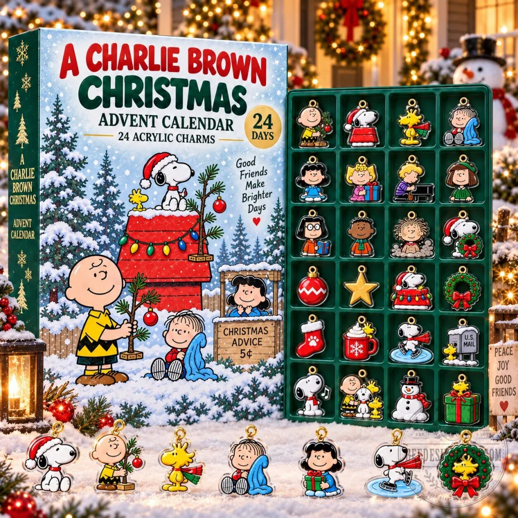 Charlie Brown Christmas Advent Calendar with 24 Acrylic Charms Charlie Brown Christmas Advent Calendar with 24 Acrylic Charms