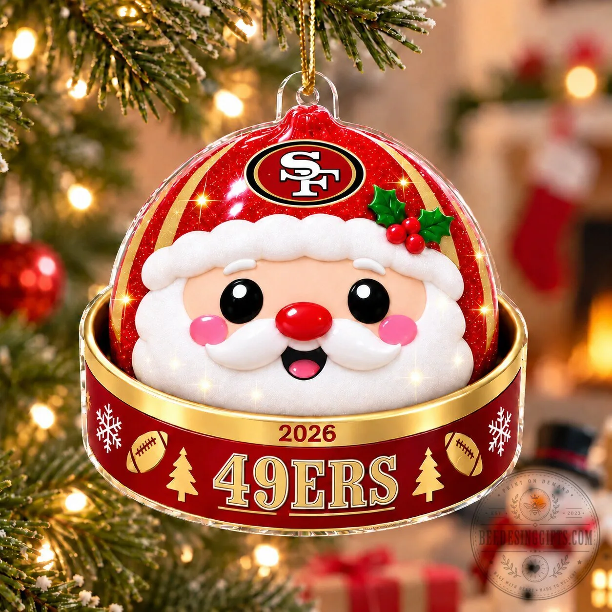San Francisco 49ers Santa Claus Christmas Tree Ornament