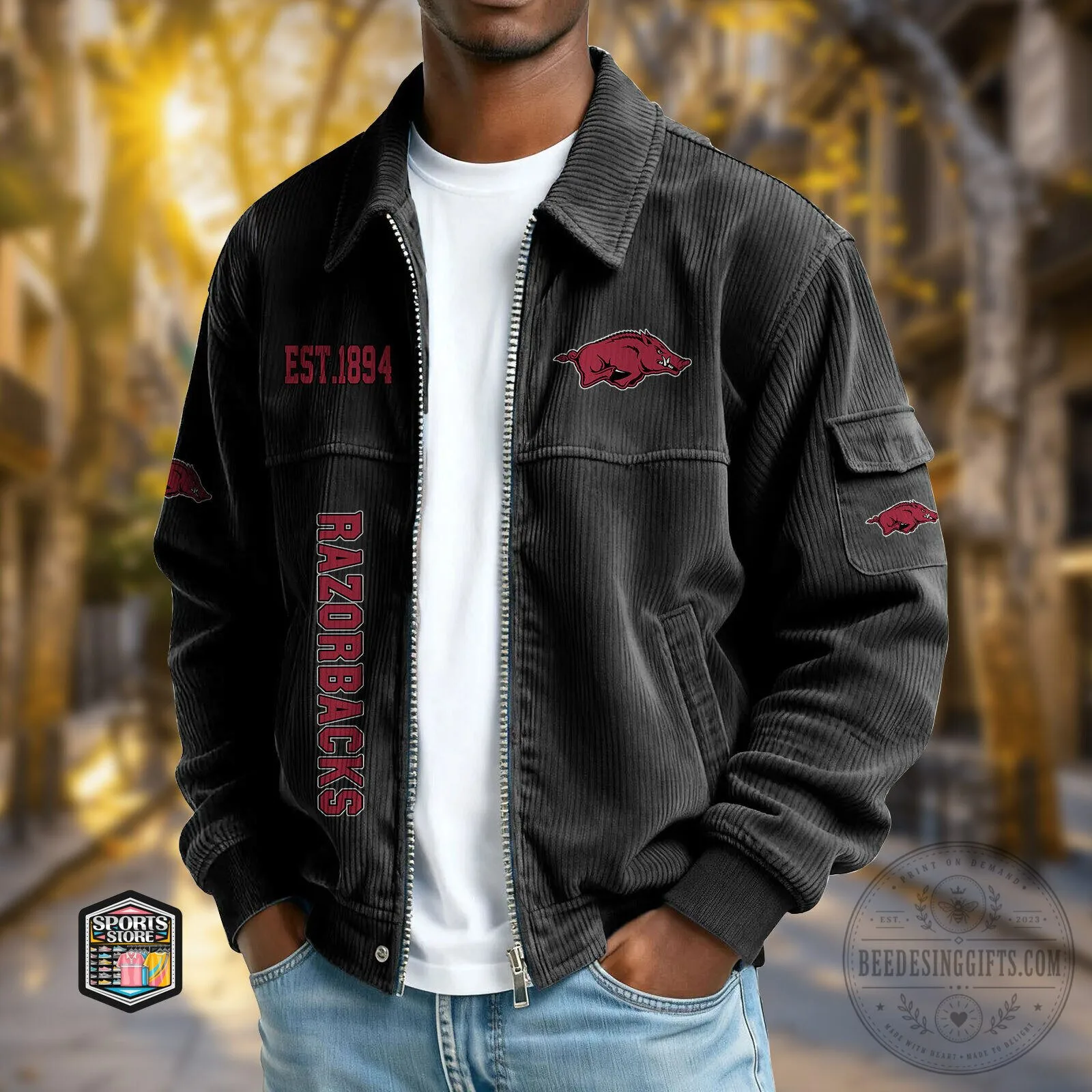 Arkansas Razorbacks Corduroy Jacket with Embroidered Logo