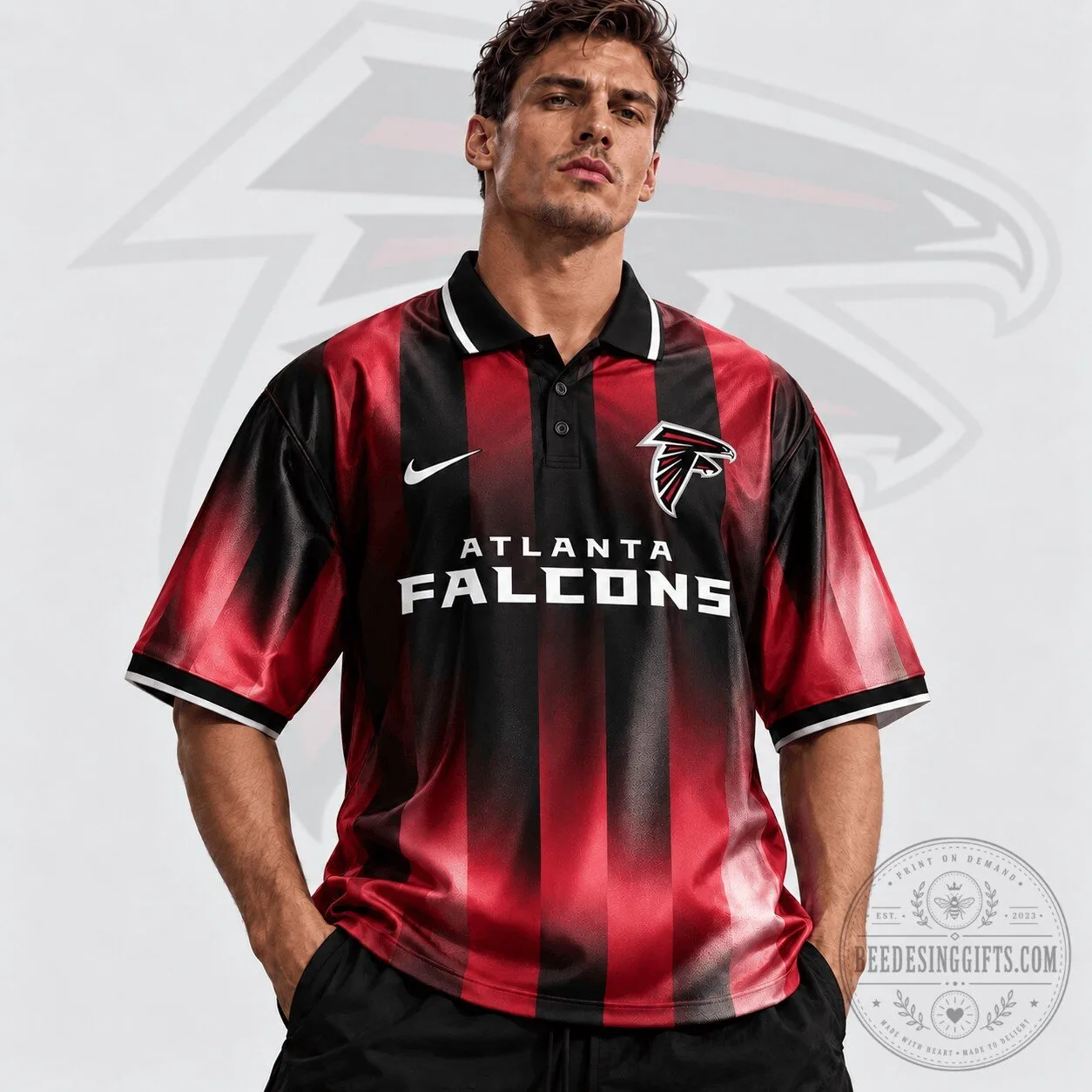 Atlanta Falcons Red Black Vertical Stripe Retro Football Jersey 2 Atlanta Falcons Red Black Vertical Stripe Retro Football Jersey