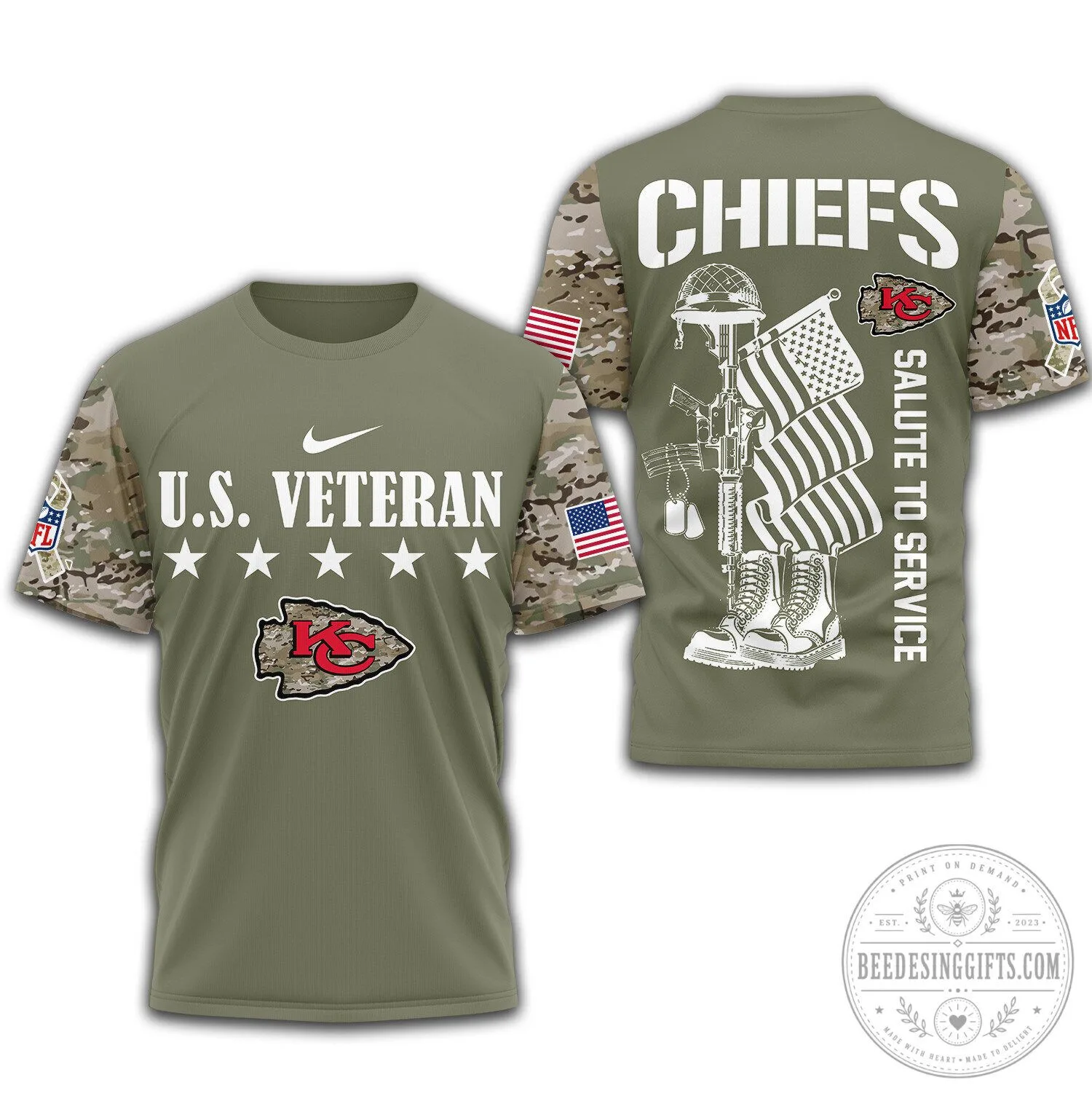 Kansas City Chiefs NFL Salute To Service United States Veteran T-Shirt