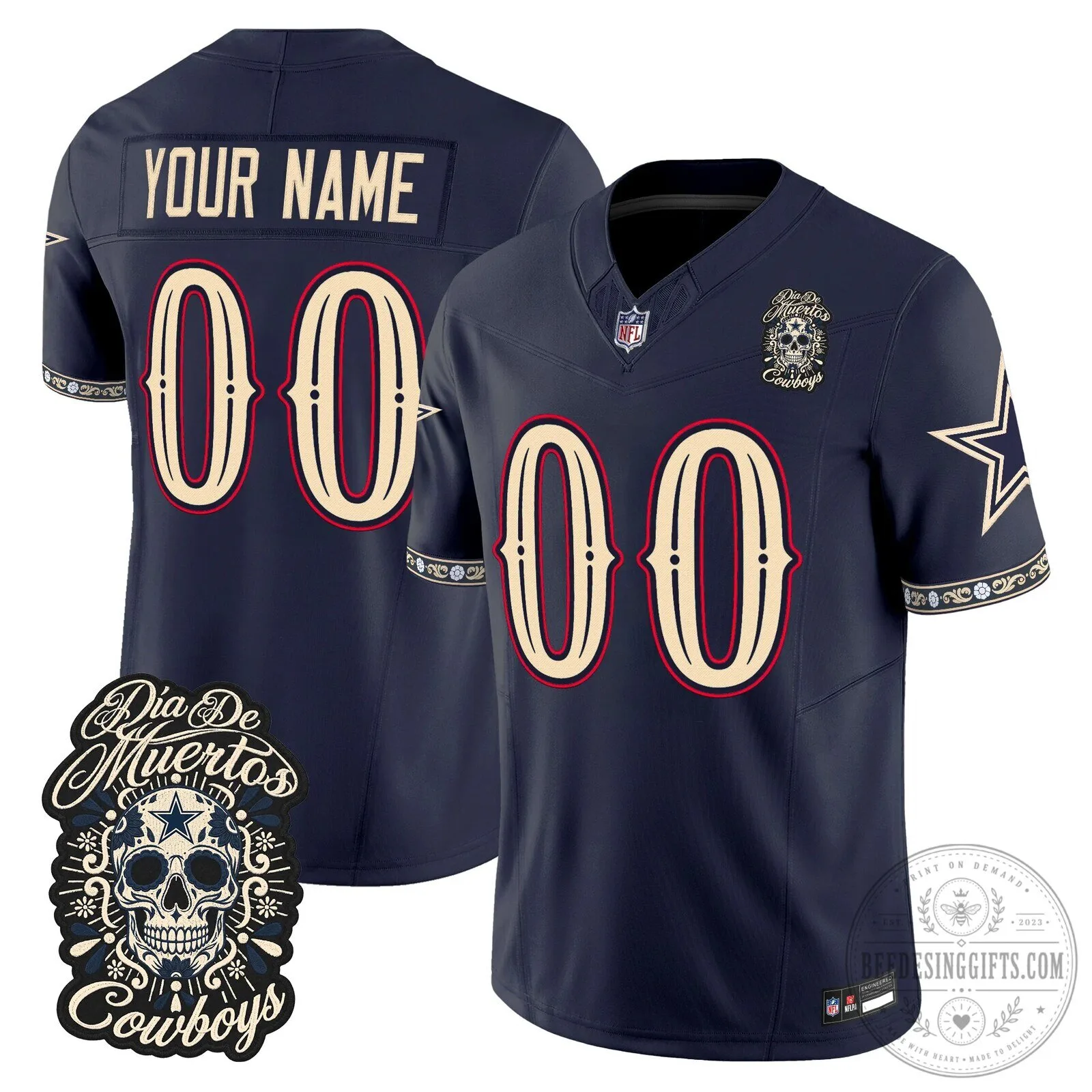 Dallas Cowboys Día de los Muertos Vapor Limited Edition Custom Football Jersey 5 Dallas Cowboys Día de los Muertos Vapor Limited Edition Custom Football Jersey